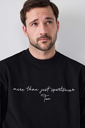 Twn Slim Fit Siyah Nakışlı Sweatshirt