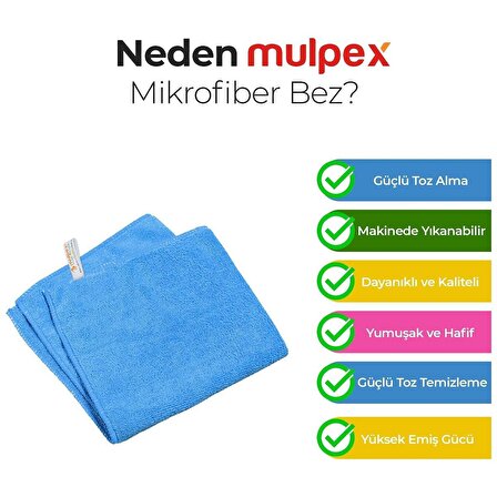 Mulpex Mikrofiber Genel Temizlik Bezi Mavi 40X40 cm. - 20 Adet