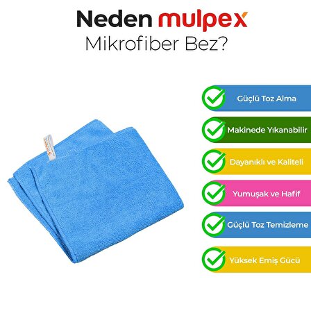 Mulpex Mikrofiber Genel Temizlik Bezi Mavi 40X40 cm. - 500 Adet