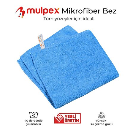 Mulpex Mikrofiber Genel Temizlik Bezi Mavi 40X40 cm. - 500 Adet