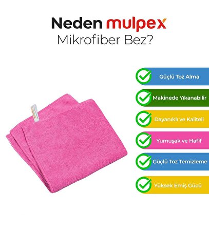 Mulpex Mikrofiber Genel Temizlik Bezi Pembe 40X40 cm. - 10 Adet