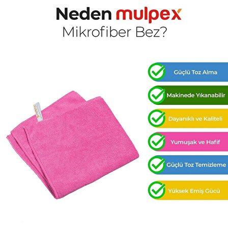 Mulpex Mikrofiber Genel Temizlik Bezi Pembe 40X40 cm. - 20 Adet