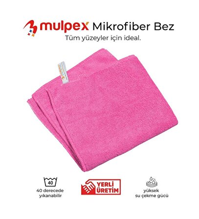 Mulpex Mikrofiber Genel Temizlik Bezi Pembe 40X40 cm. - 5 Adet