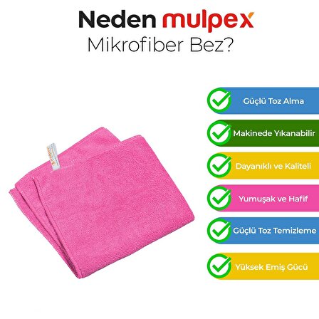 Mulpex Mikrofiber Genel Temizlik Bezi Pembe 40X40 cm. - 500 Adet