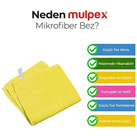 Mulpex Mikrofiber Genel Temizlik Bezi Sarı 40X40 cm. - 10 Adet