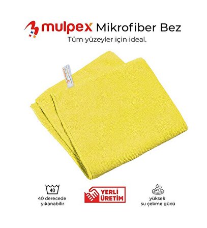 Mulpex Mikrofiber Genel Temizlik Bezi Sarı 40X40 cm. - 5 Adet