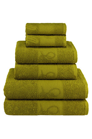 Textile Colors Zeytin Desenli %100 Pamuk Banyo Havlu Seti 12 Adet, 4 Banyo havlusu, 4 El Havlusu, ve 4 Yüz Havlusu, -Style- Yeşil