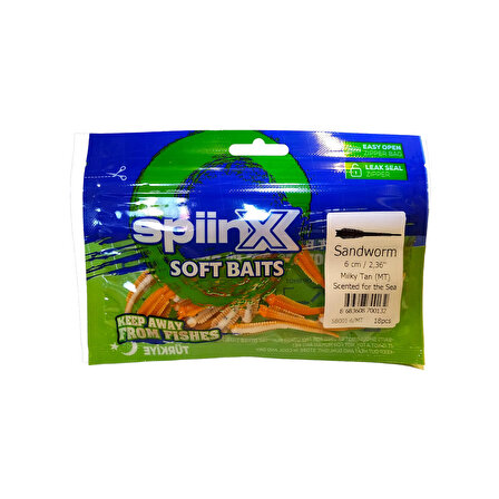 Spiinx Sandworm 6cm 18P Milky Tan Lrf Silikon Sahte Yem
