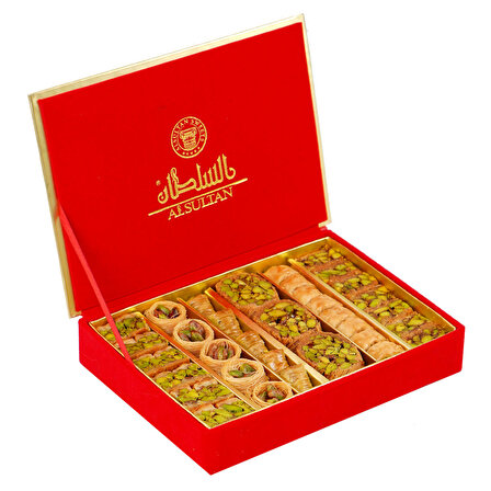 Al Sultan Sweets Karışık Baklava - Kırmızı Kadife Kutusunda 6lı Lezzet Koleksiyonu 400gr