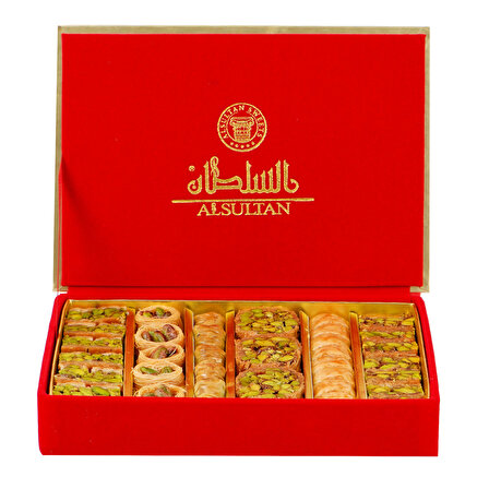 Al Sultan Sweets Karışık Baklava - Kırmızı Kadife Kutusunda 6lı Lezzet Koleksiyonu 400gr