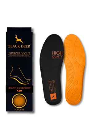 Black Deer Hyper Boost Technology X30 Soft Comfort Siyah-Turuncu Ortopedik Tabanlık