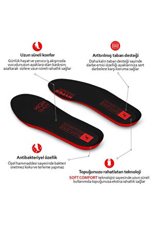 Black Deer Hyper Boost Technology X45 Soft Comfort Siyah-Kırmızı Ortopedik Tabanlık