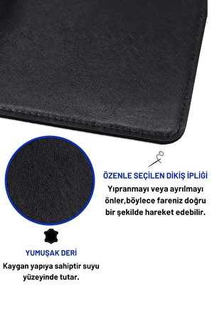 Deri Mouse Pad Dikişli Kenar  Çift Yönlü Kullanım Masa Matı Sümen 90x40 XL