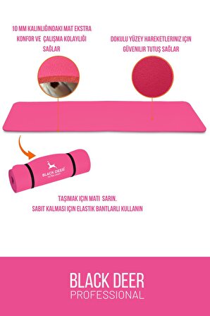 Ultra Light Pilates Yoga Kamp Matı Egzersiz Minderi Kaymaz Taban 180x55 cm 10 mm 