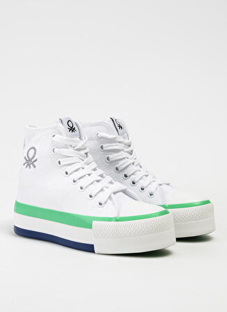 Benetton Beyaz - Yeşil Kadın Sneaker BN-30944