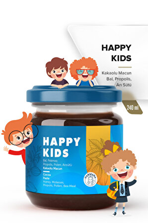 Happy Kids Çocuklara Özel - Polen, Arı Sütü Ve Propolisli Kakaolu Macun 240 Gr