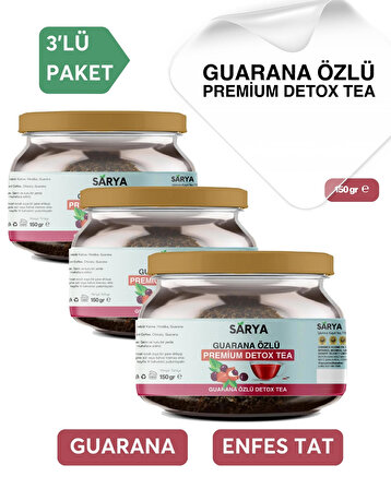 SARYA 3 Adet Guarana Özlü Premium Detox Tea 3x 150 Gr Sarya Guarana Özlü çay