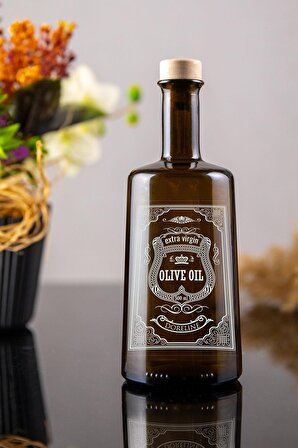 500 Ml Silver İtalyan Zeytin Yağı Cam Yağdanlık Vintage Yağlık, Olive Oil