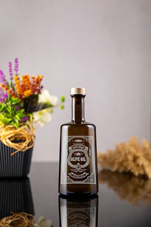 500 Ml Silver İtalyan Zeytin Yağı Cam Yağdanlık Vintage Yağlık, Olive Oil