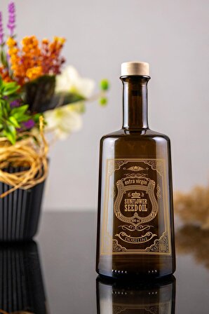500 Ml Gold İtalyan Ayçiçek Yağı Cam Yağdanlık Vintage Yağlık, Yağdanlık, Sunflower Seed Oil