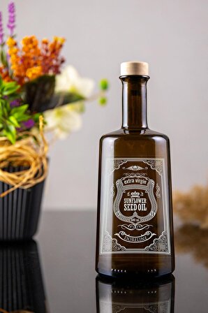 500 Ml Silver İtalyan Ayçiçek Yağı Cam Yağdanlık Vintage Yağlık, Yağdanlık, Sunflower Seed Oil