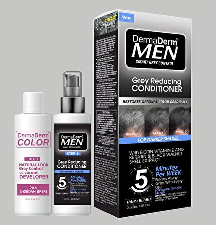 Dermaderm Men Saç Siyahlaştırıcı Beyaz Kapatıcı Saç Kremi + 20 Vol Oksidan Krem 