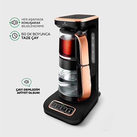 Karaca Çaysever Pro Cam 4 ürün 1 Arada Konuşan Otomatik Çay ve Filtre Kahve Makinesi 2500W