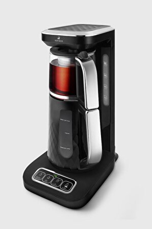 Karaca Çaysever Robotea Pro Quartz 4 in 1 Konuşan Otomatik Çay Makinesi Su Isıtıcı ve Filtre Kahve Demleme Makinesi 2500W Black Chrome