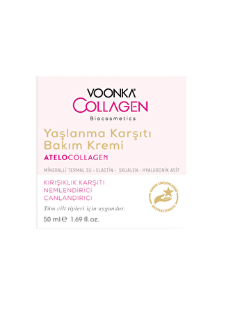 Voonka Collagen Yaşlanma Karşıtı Bakım Kremi 50 ml