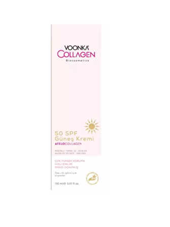 Voonka Collagen 50 Faktör Yaşlanma Karşıtı Tüm Cilt Tipleri İçin Renksiz Yüz Güneş Koruyucu Krem 150 ml