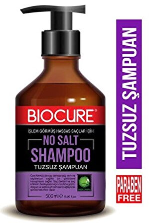 Biocure Tuzsuz Şampuan 500ml İşlem Görmüş Hassas Saçlar İçin