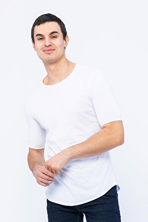 Erkek Slim Fit Kolları Saran Dar Kollu Arkası Dikişli Athletic Pamuklu Likralı Kısa Kollu T-Shirt