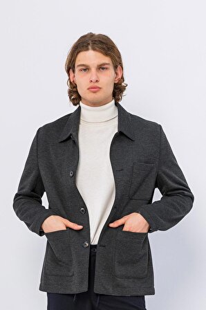 CEKMON Erkek Düğmeli Çok Cepli Rahat Blazer Regular Fit Klasik Ceket