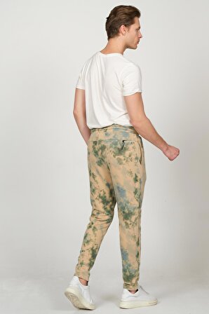 Erkek Regular Fit Batik Desenli Beli Lastikli Bağcıklı 3 İplik Jogger Eşofman Altı Pantolon