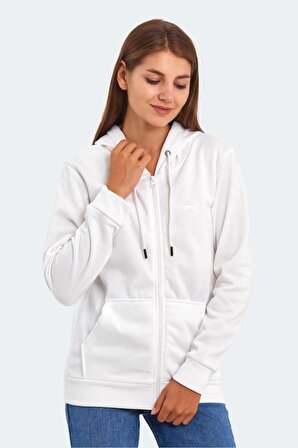Slazenger Kadın Fermuarlu Sweatshirt KATYA Kadın Sweatshirt Beyaz ST23WK081-000