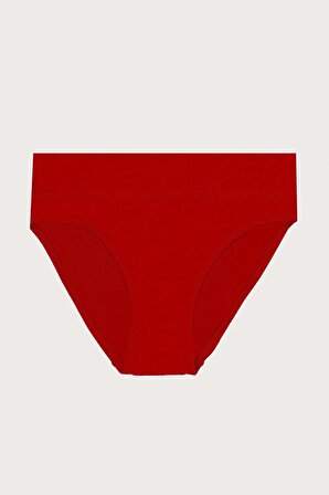 Kırmızı Yüksek Bel Tek Alt Bikini