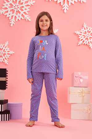 Lila Çizgili Just For Fun Çocuk Pijama Takımı
