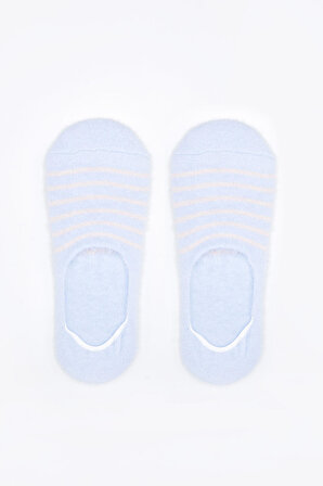 Mavi Sakallı İplik Çizgili Babet Çorap