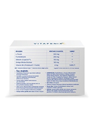Vitafenix Cognizant Fosfatidilserin Ve Sitikolin İçeren Takviye Edici Gıda Vegan 40 Kapsül - SKT:10/2024