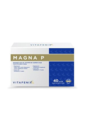 Vitafenix Magna-P Magnezyum ve Vitamin B6 İçeren Şase Takviye Edici Gıda 40 Şase -SKT:12/2024