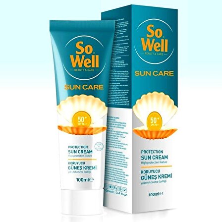 So Well Sun Cream 50+ Faktör Renksiz Güneş Koruyucu Krem 100 ml