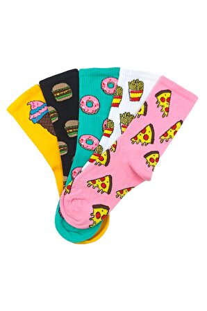 Yenilikçi Tasarım: 5'li Fast Food Temalı Çorap Seti İle Tarzınızı Tamamlayın