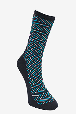 Erkek Lacivert-mavi Desenli Soket Çorap