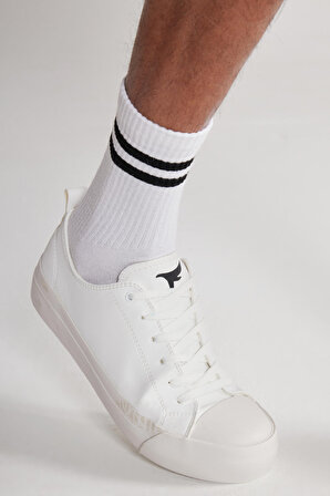 Erkek Beyaz Desensiz Sneaker Ayakkabı