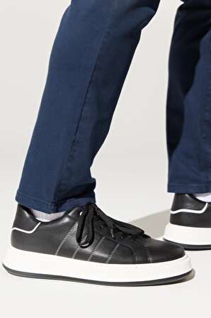 Erkek Siyah-beyaz Rahat Taban Spor Sneaker Ayakkabı