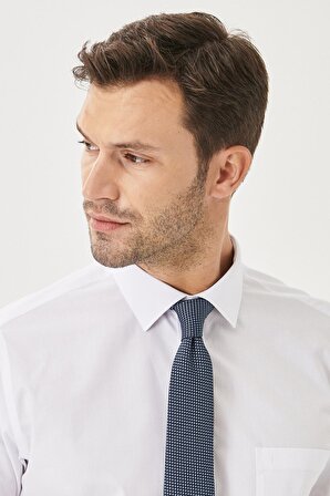 Erkek Beyaz Ütülemesi Kolay Comfort Fit Rahat Kesim Klasik Yaka Gömlek