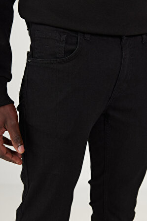Erkek Siyah Slim Fit Dar Kesim Magic Denim Esnek Jean Kot Pantolon