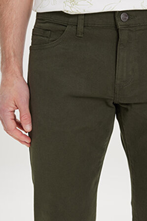 Erkek Haki Kanvas Slim Fit Dar Kesim 5 Cep Esnek Pantolon