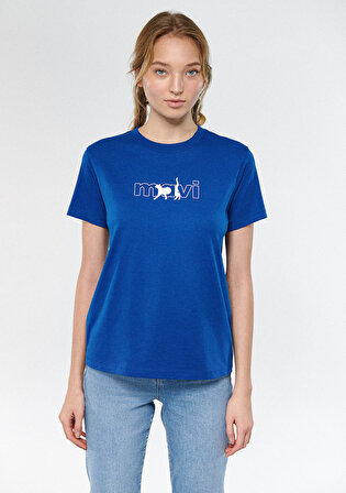 Mavi Kedi Logo Baskılı Mavi Tişört 1611478-32213