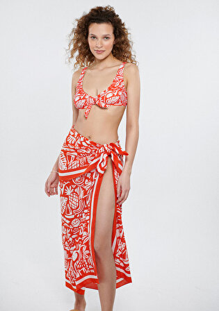 Tropik Baskılı Kırmızı Bikini Üstü 1911499-34040